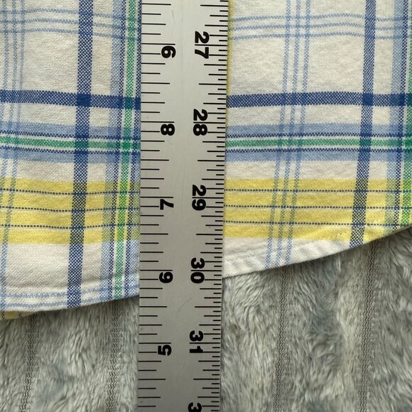 Ralph Lauren Shirt Men XL Yellow Blue Plaid Cotton Preppy Button Up Short Sleeve - Picture 5 of 8